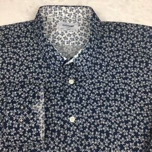Duchamp Dress Shirt Mens XXL Blue/White Floral Print‎ Slim Fit